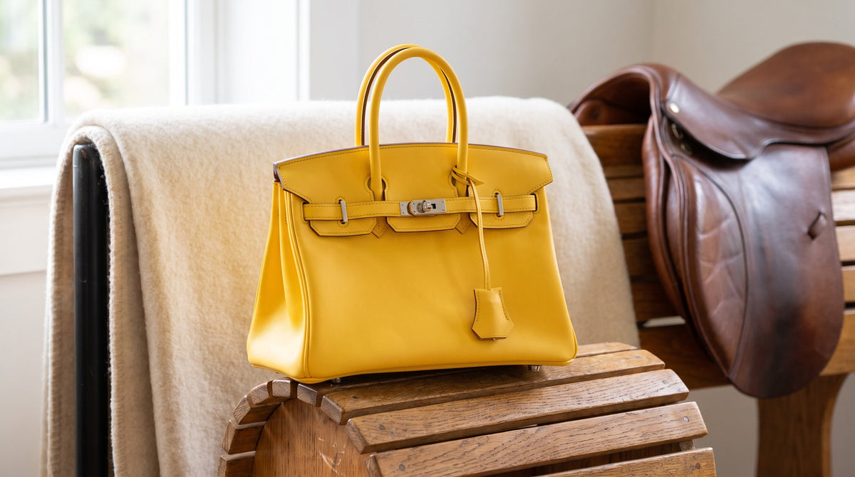 Authenticated pre-owned Hermès bag in an equestrian tack room