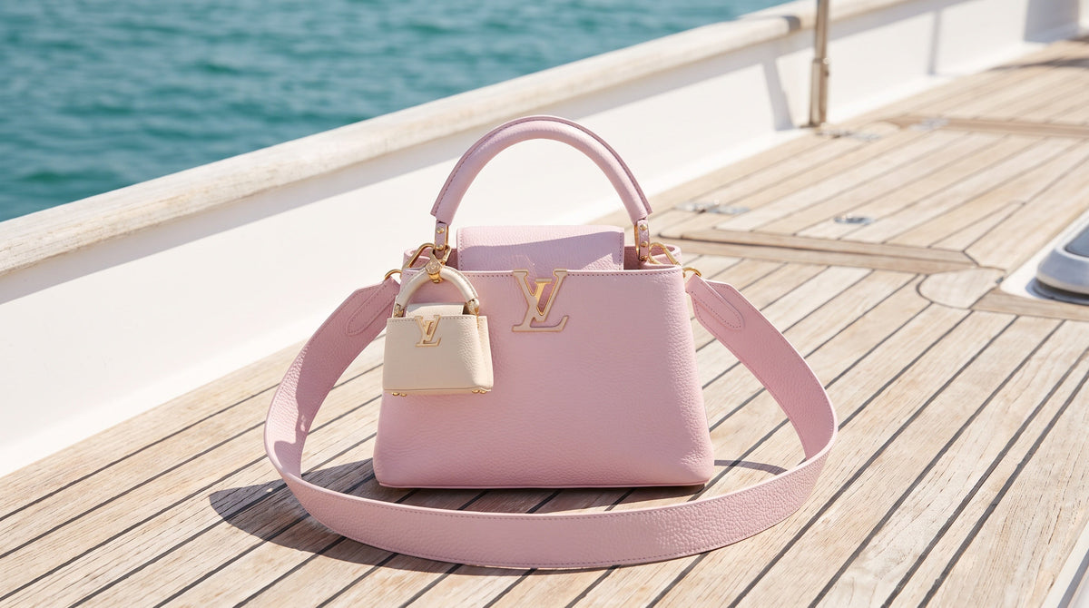 Authenticated pre-owned Louis Vuitton bag on a yacht deck