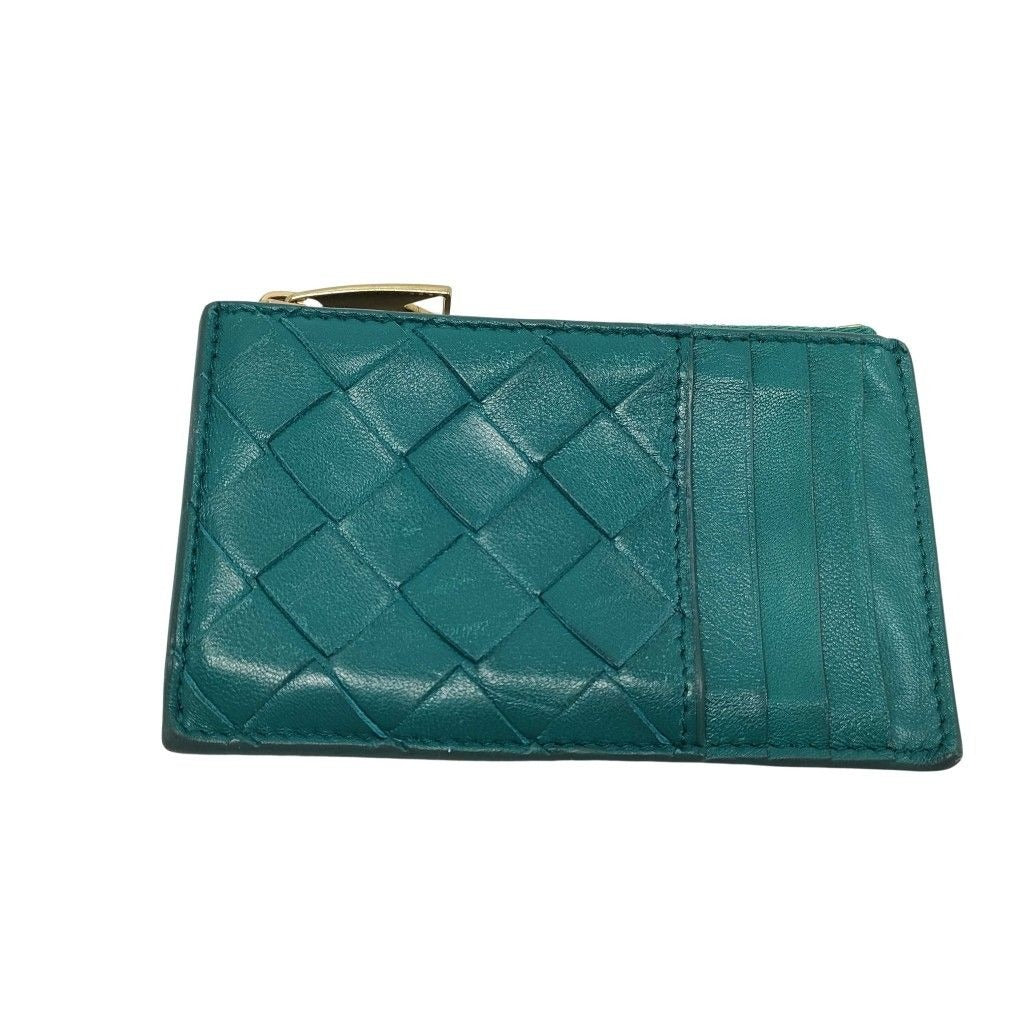 Bottega Veneta Coin Card Case Intrecciato Fragment Green Leather — view 2