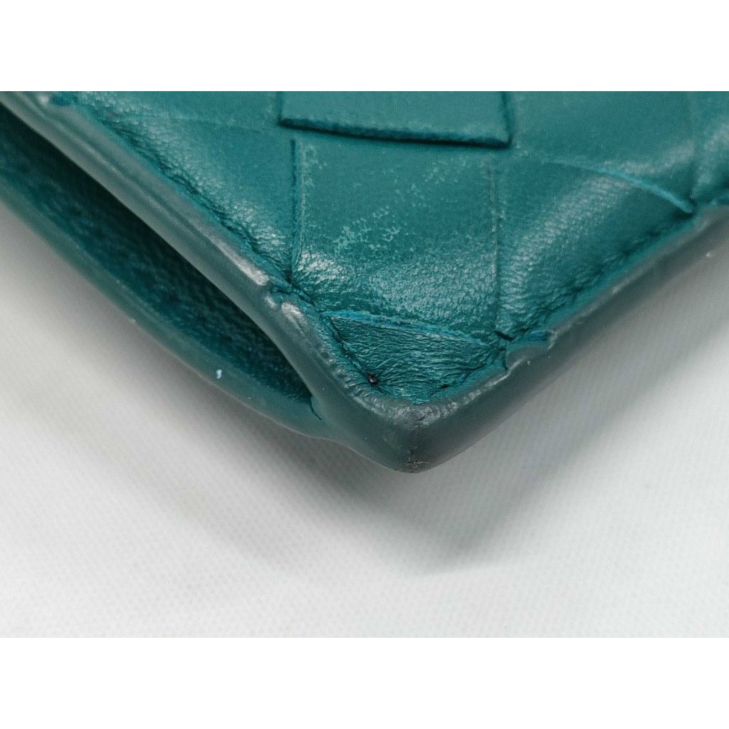 Bottega Veneta Coin Card Case Intrecciato Fragment Green Leather — view 3