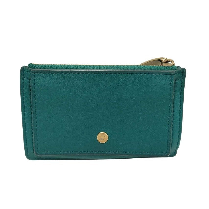Bottega Veneta Coin Card Case Intrecciato Fragment Green Leather