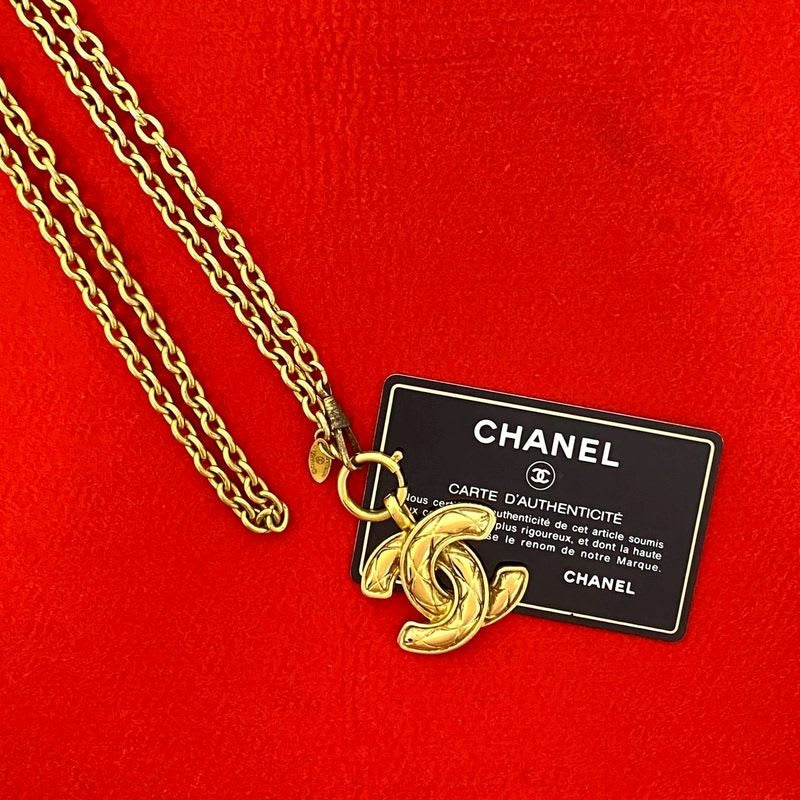 Chanel Vintage Coco Mark Motif GP Chain Necklace Pendant Accessory