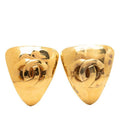 Chanel CC Logo Triangle Motif Earrings Gold Plated