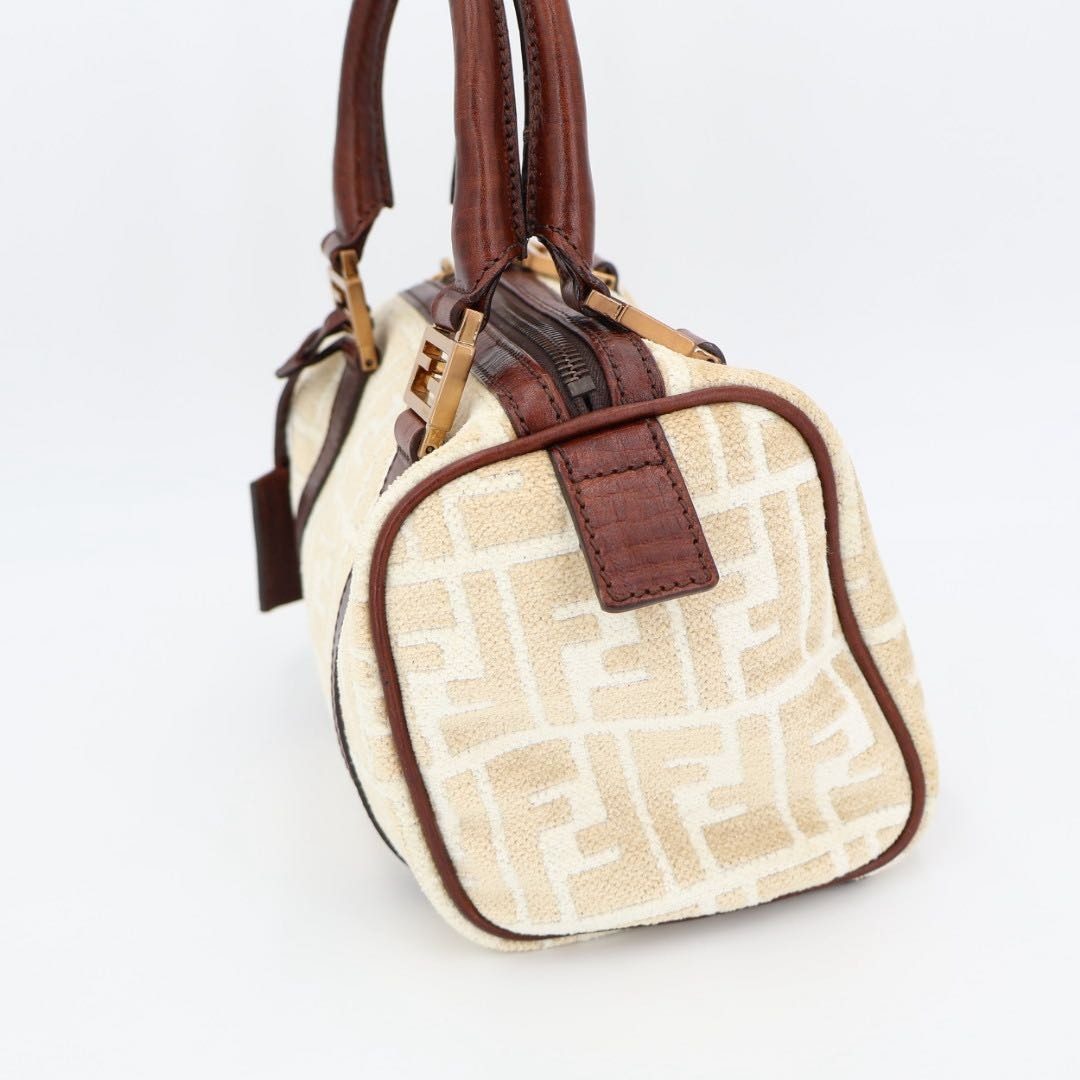 Fendi Zucchino Handbag Brown Canvas Mini — view 4