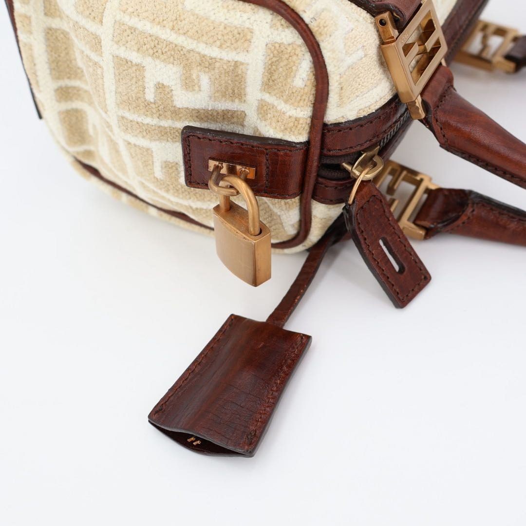 Fendi Zucchino Handbag Brown Canvas Mini — view 7