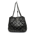 Chanel Nylon Chain Tote Bag Silver Hardware Quilted