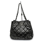 Chanel Nylon Chain Tote Bag Silver Hardware Quilted