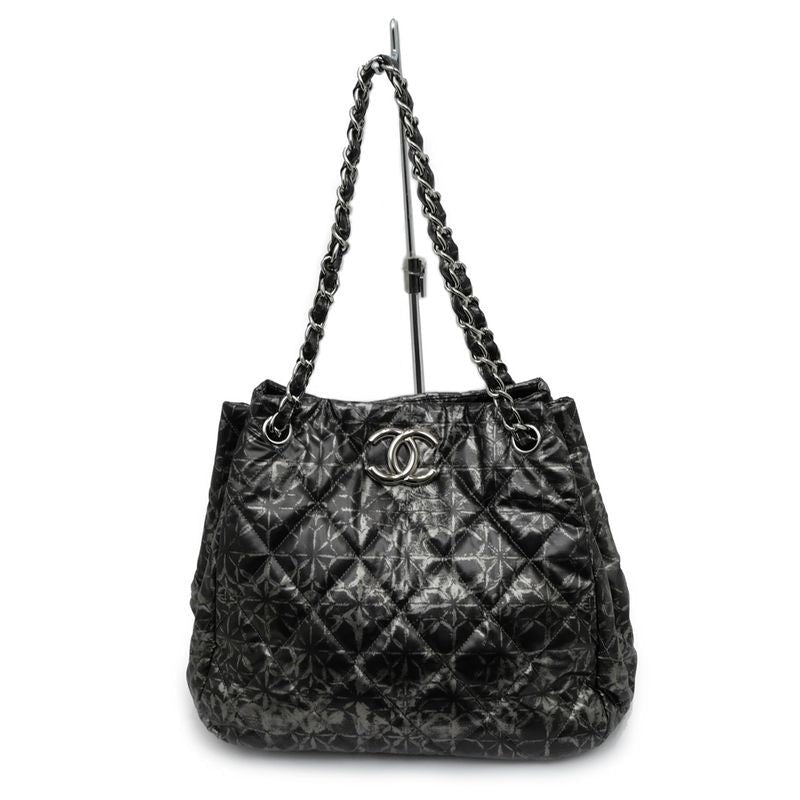 Chanel Nylon Chain Tote Bag Silver Hardware Quilted — view 2