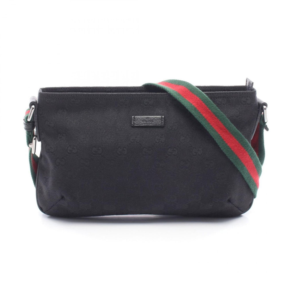 Gucci Shoulder Bag Sherry Line GG Canvas Black
