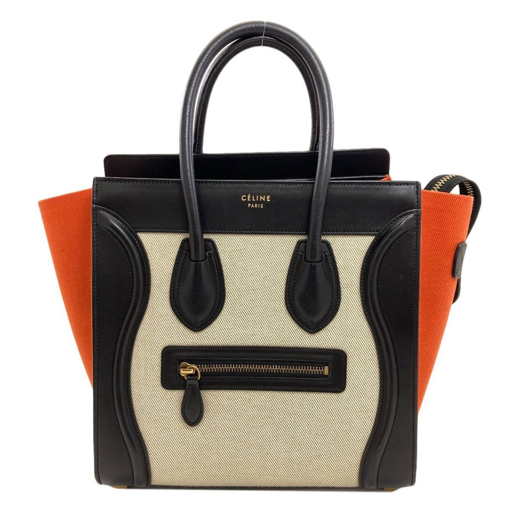 Celine Luggage Micro Handbag Canvas Leather