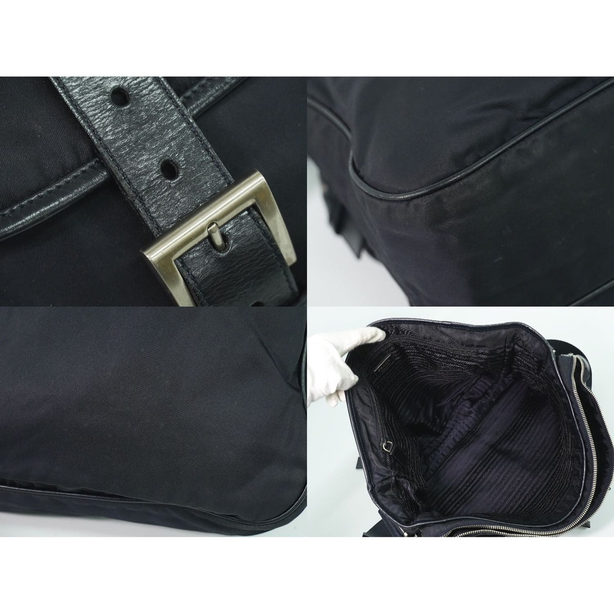 Prada Nylon Shoulder Bag Pochette Black — view 8