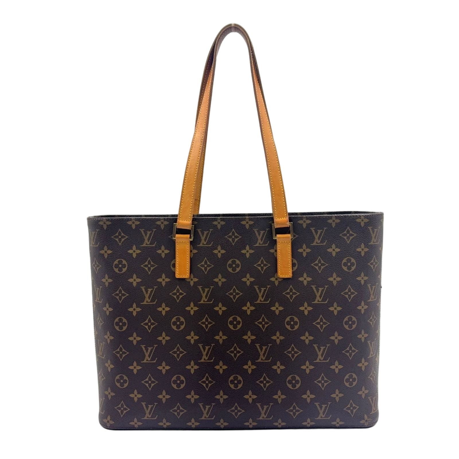Louis Vuitton Monogram Leather Brown Tote Gold