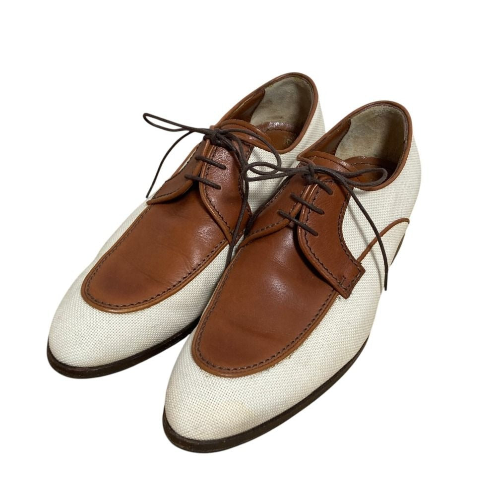 Louis Vuitton Leather Canvas Business Shoes Brown Ecru