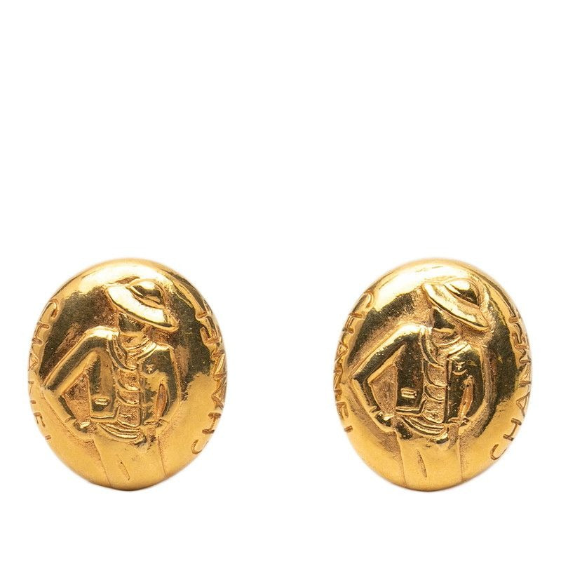 Chanel Vintage Mademoiselle Gold Plated Earrings