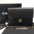 Chanel Chain Shoulder Bag Quilted Push Lock Black Hardware Officially