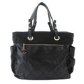 Chanel Paris Biarritz GM Tote Nylon Leather Black