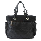 Chanel Paris Biarritz GM Tote Nylon Leather Black