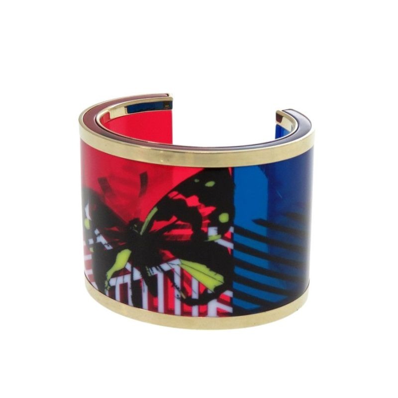 Christian Dior D-jungle Pop Skeleton Butterfly Bangle Plastic Red Bracelet 0486 — view 2