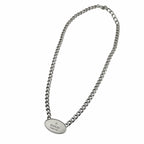 Gucci Trademark Oval Plate Chain Necklace Silver Weight — view 3