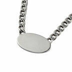 Gucci Trademark Oval Plate Chain Necklace Silver Weight — view 4