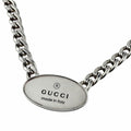 Gucci Trademark Oval Plate Chain Necklace Silver Weight