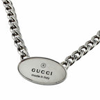 Gucci Trademark Oval Plate Chain Necklace Silver Weight