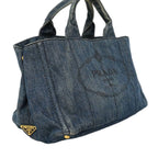 Prada Tote Canapa Denim Navy Gold — view 2