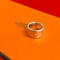 Hermes Ribbon Logo Punching Silver 925 Ring No 9 Accessories 09964