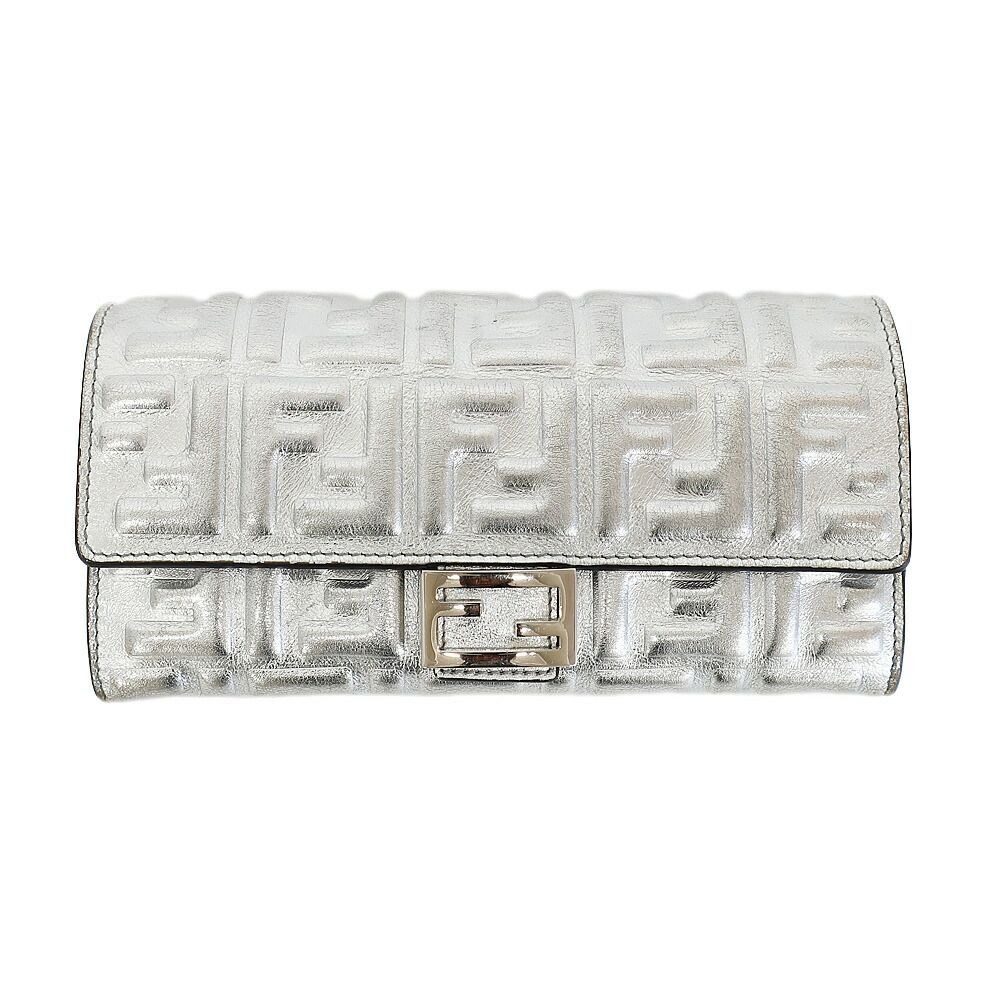 Fendi Wallet Silver Fflogo Leather