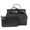 Hermes Herbag Zip 31 PM Black Gold Vache Hunter Toile Officier Retourne 2-Way