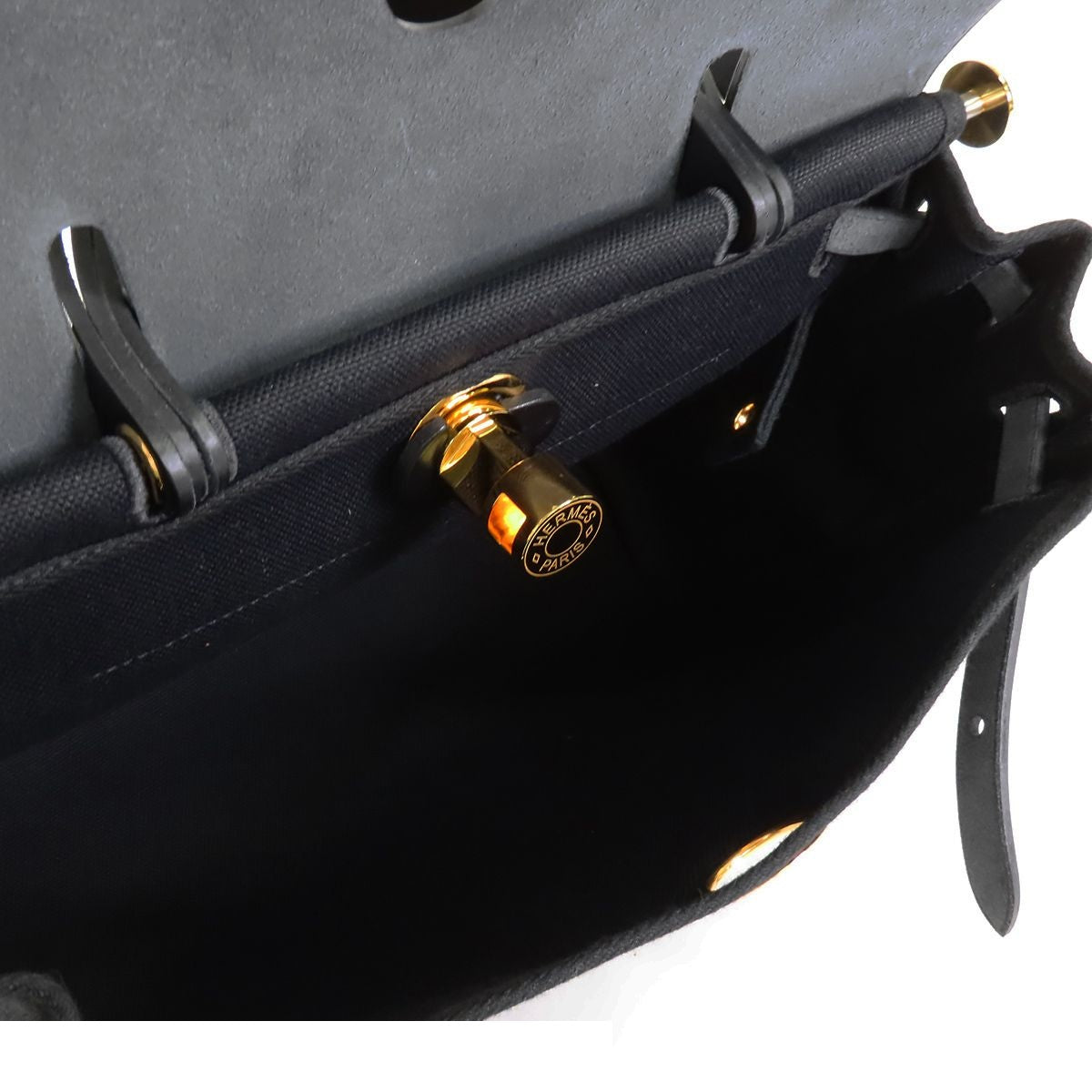 Hermes Herbag Zip 31 PM Black Gold Vache Hunter Toile Officier Retourne 2-Way — view 5