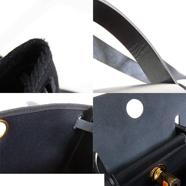 Hermes Herbag Zip 31 PM Black Gold Vache Hunter Toile Officier Retourne 2-Way — view 8