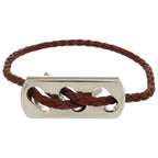 Hermes Leather 925 Silver Hardware Brown Bracelet 1126