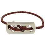 Hermes Leather 925 Silver Hardware Brown Bracelet 1126 — view 2