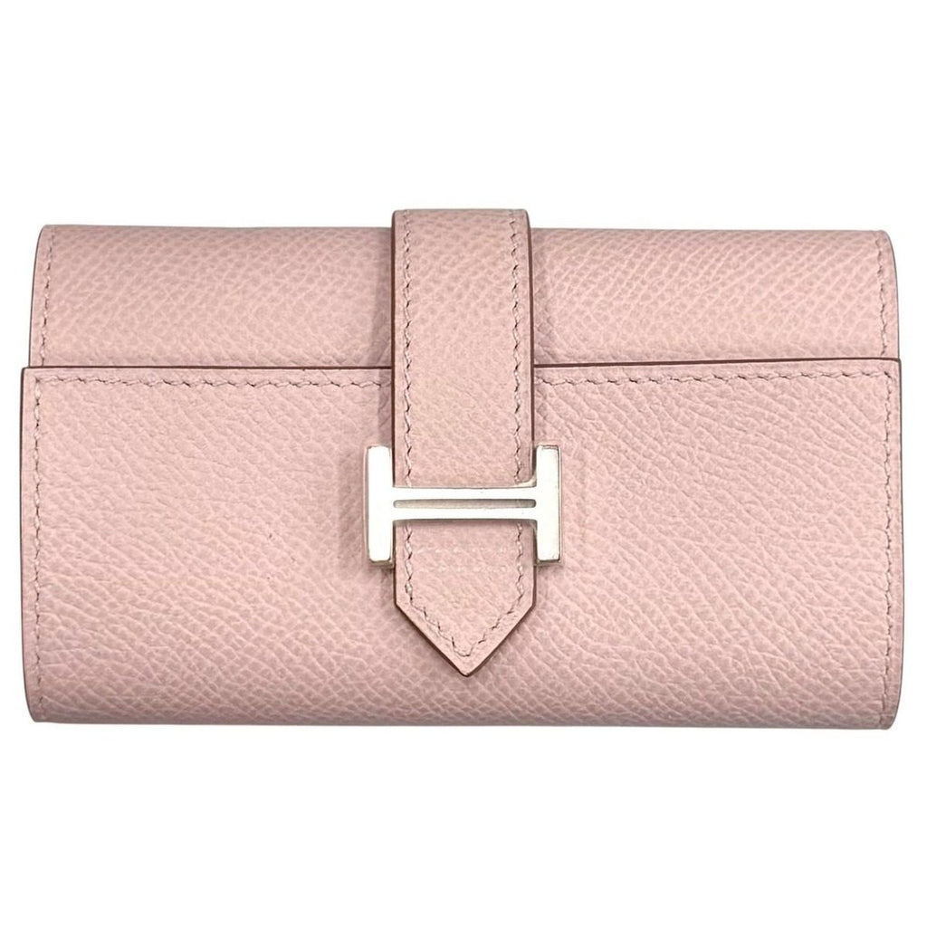 Hermes Bearn Veau Epsom Silver 4 Rows Key Case Mauve Peel Key Holder