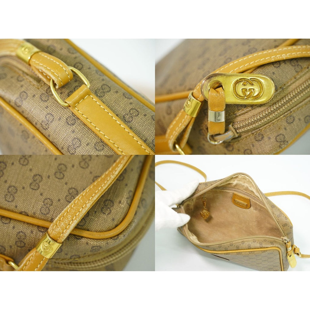 Gucci Vintage Micro GG Shoulder Bag Pochette Brown — view 8