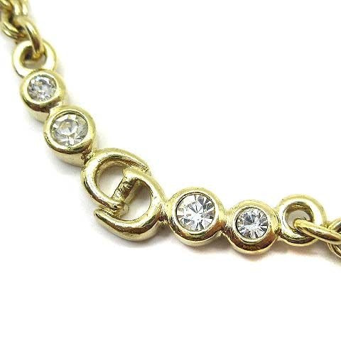 Christian Dior Logo Tennis Necklace Pendant Chain Gold Vintage Aa — view 2