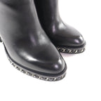 Chanel CC Logo Chain Decoration Chunky Heel Leather Long Boots Black — view 8