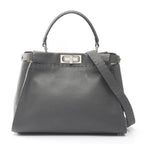 Fendi Handbag Peekaboo Regular Gray Leather Selleria
