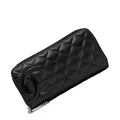 Chanel Round Zipper Long Wallet Black Cambon