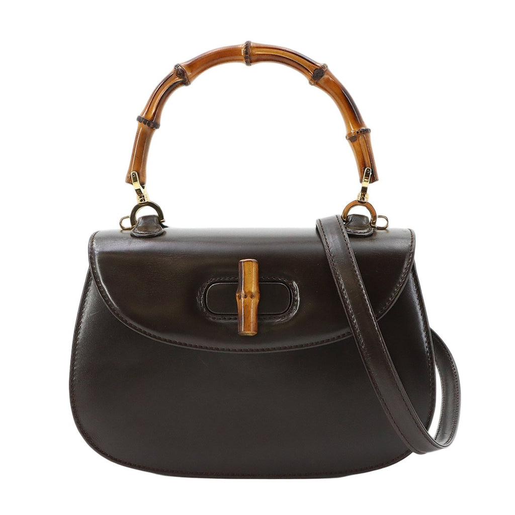 Gucci Bamb 2-Way Bag Leather Brown 000 Gold Vintage