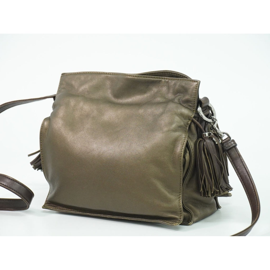 Loewe Flamenco Tassel Shoulder Bag Pochette Leather Bronze — view 2