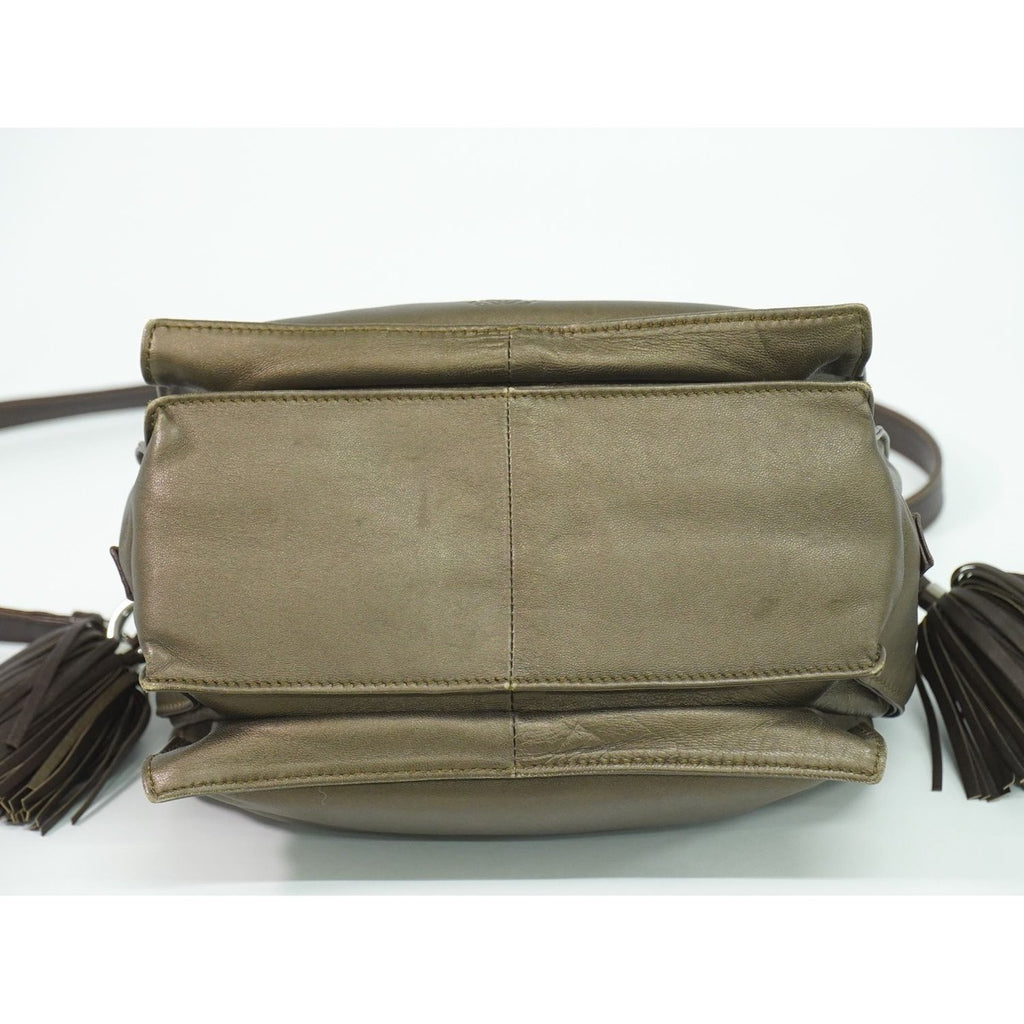 Loewe Flamenco Tassel Shoulder Bag Pochette Leather Bronze — view 3