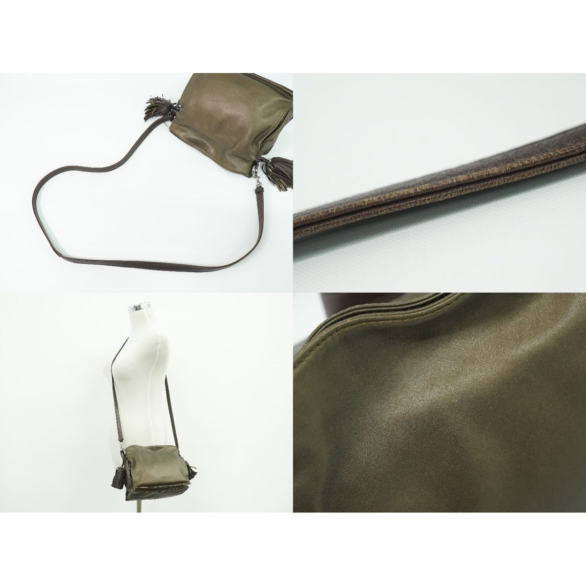 Loewe Flamenco Tassel Shoulder Bag Pochette Leather Bronze — view 6