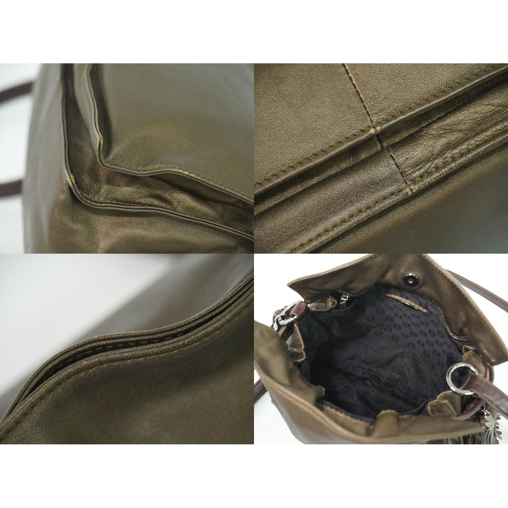 Loewe Flamenco Tassel Shoulder Bag Pochette Leather Bronze — view 7