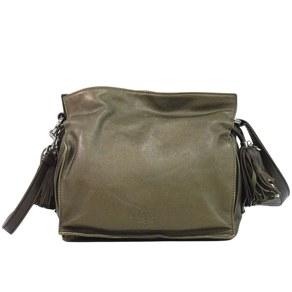 Loewe Flamenco Tassel Shoulder Bag Pochette Leather Bronze