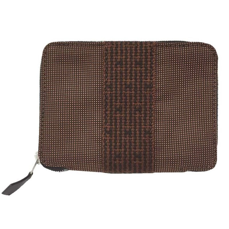 Hermes Her Line Purses PM Fold Wallet Nylon Canvas Brown