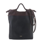 Loewe Flamenco Purse Tote 2-Way Shoulder Bag Leather Black Dark Brownie
