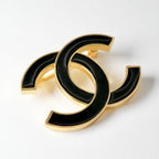 Chanel Brooch Corsage Gold Black Coco Mark — view 2
