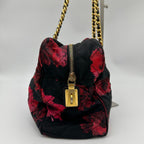 Prada Quilted Chain Shoulder Bag Rose Pattern Black — view 4
